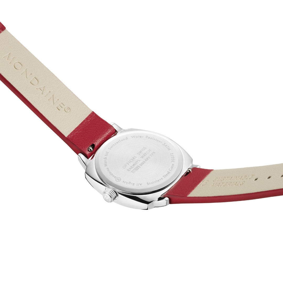Mondaine Petite Cushion orologio rosso 31 mm quarzo
