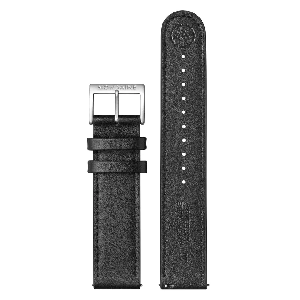 Mondaine Stop2Go 20mm cinturino ecopelle nero