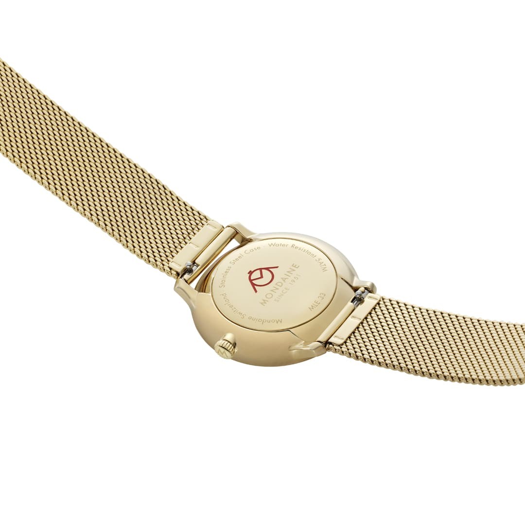 Mondaine Doppio Oro Mesh 33mm orologio donna