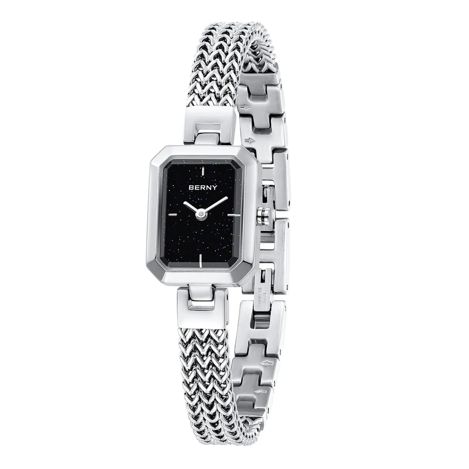 Berny Mini Rettangolare Orologio Donna Acciaio 3ATM