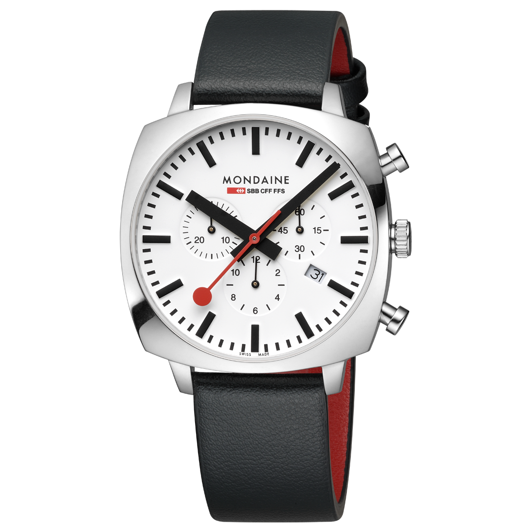 Mondaine Grand Cushion Bianco 41mm cronografo zaffiro