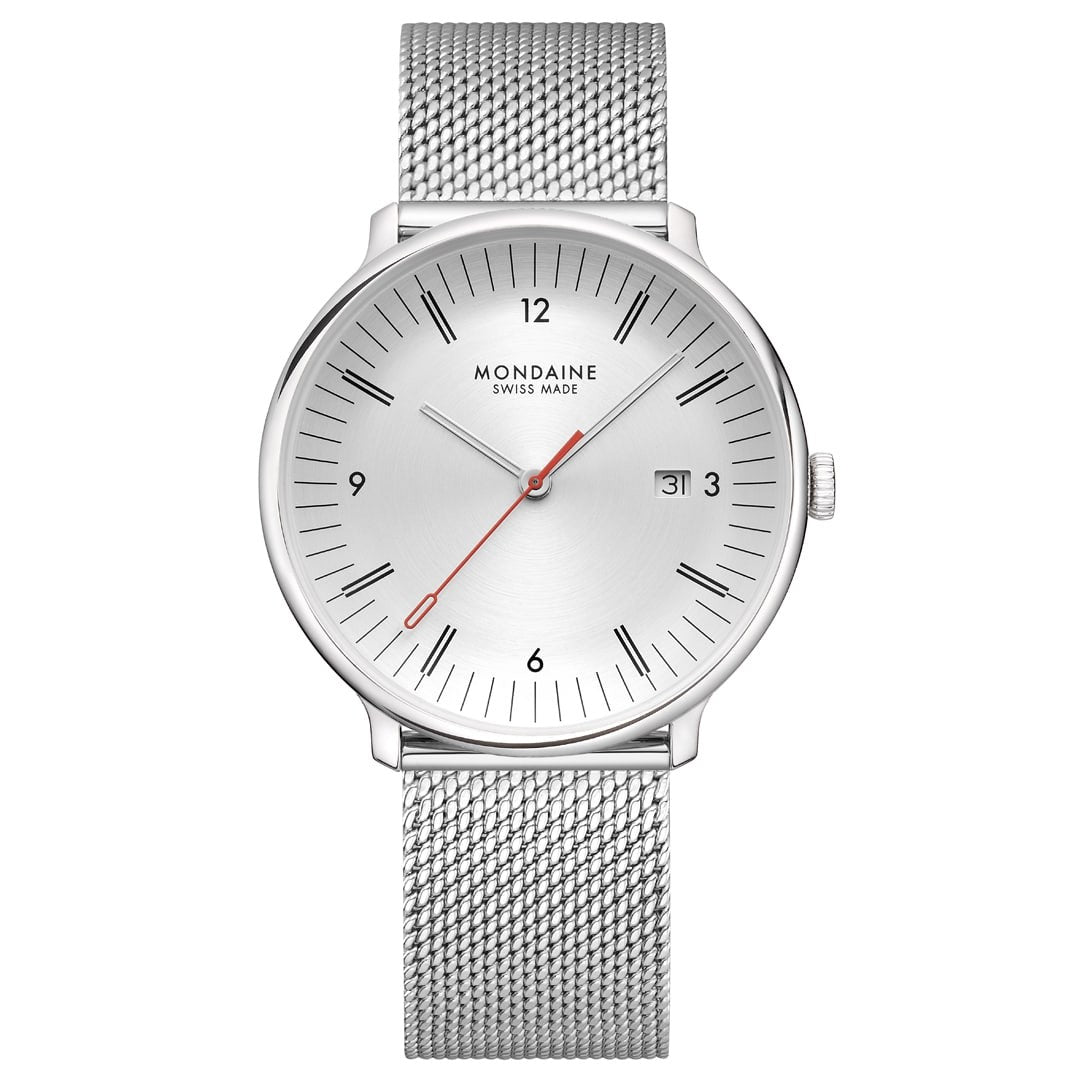 Mondaine Doppio Silver orologio 41mm acciaio argento