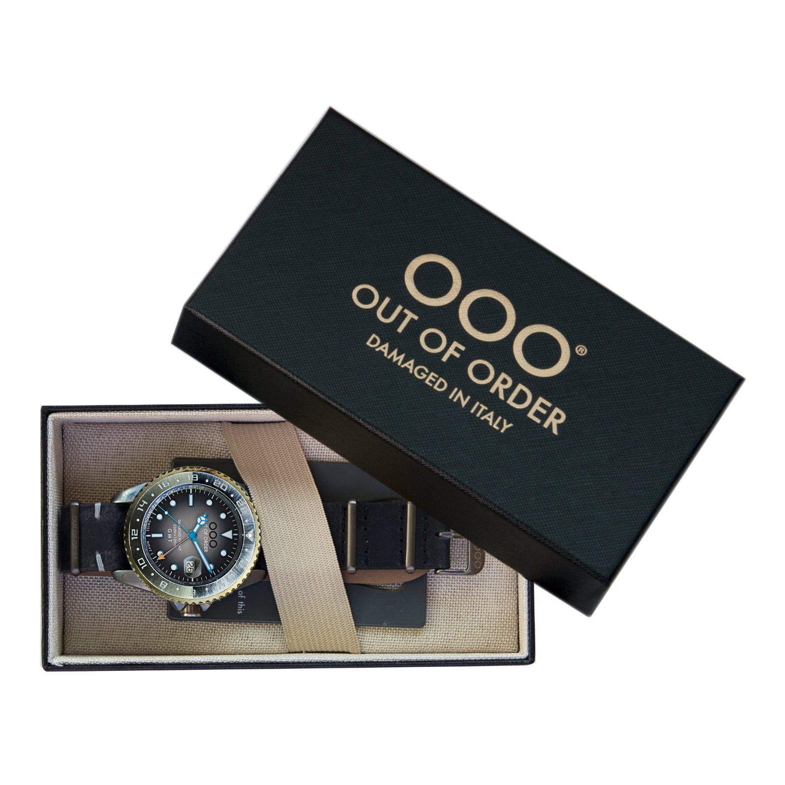 Out Of Order GMT Tokyo orologio 44mm pelle secondo fuso
