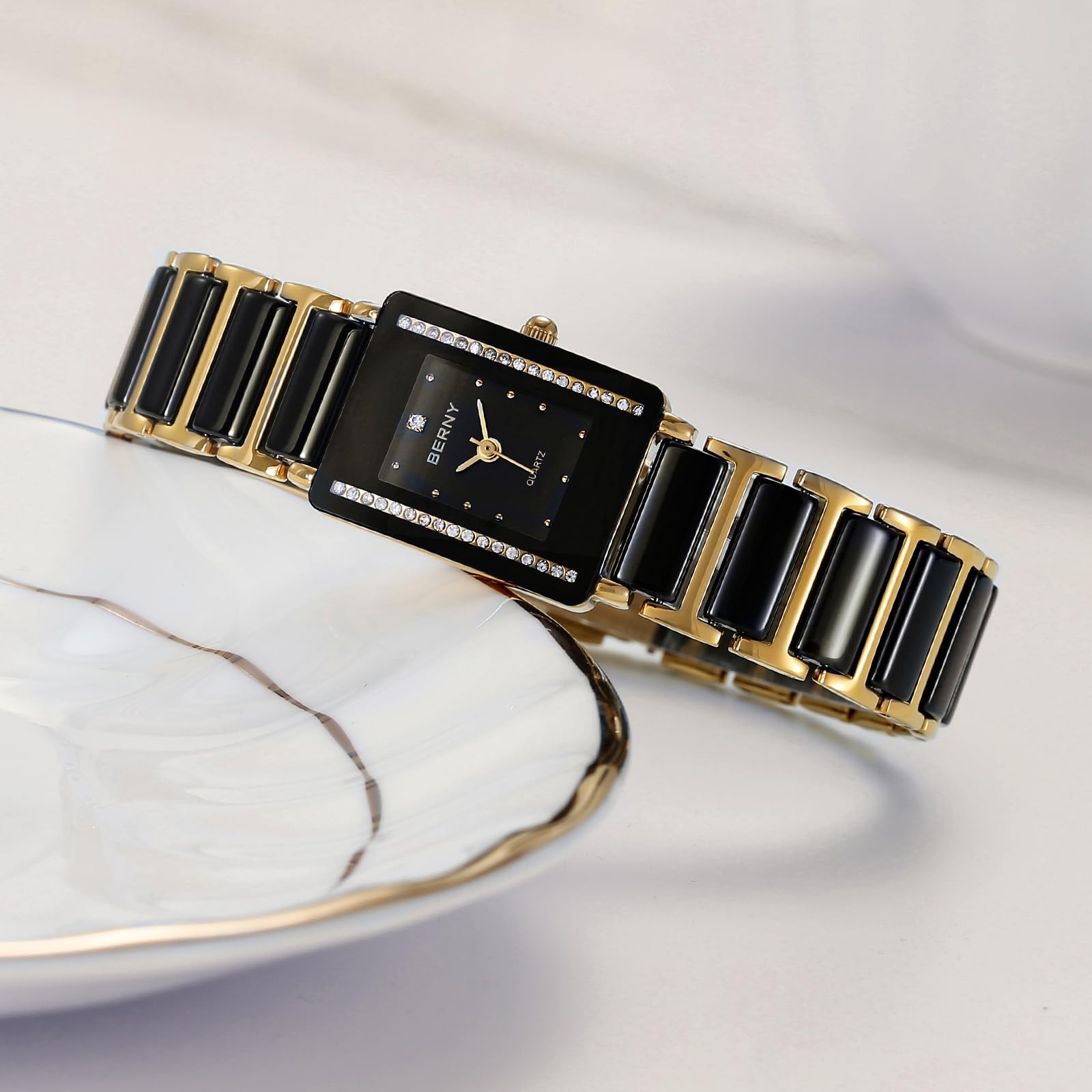 Berny Rettangolare Orologio Donna Quarzo Ceramica Impermeabile