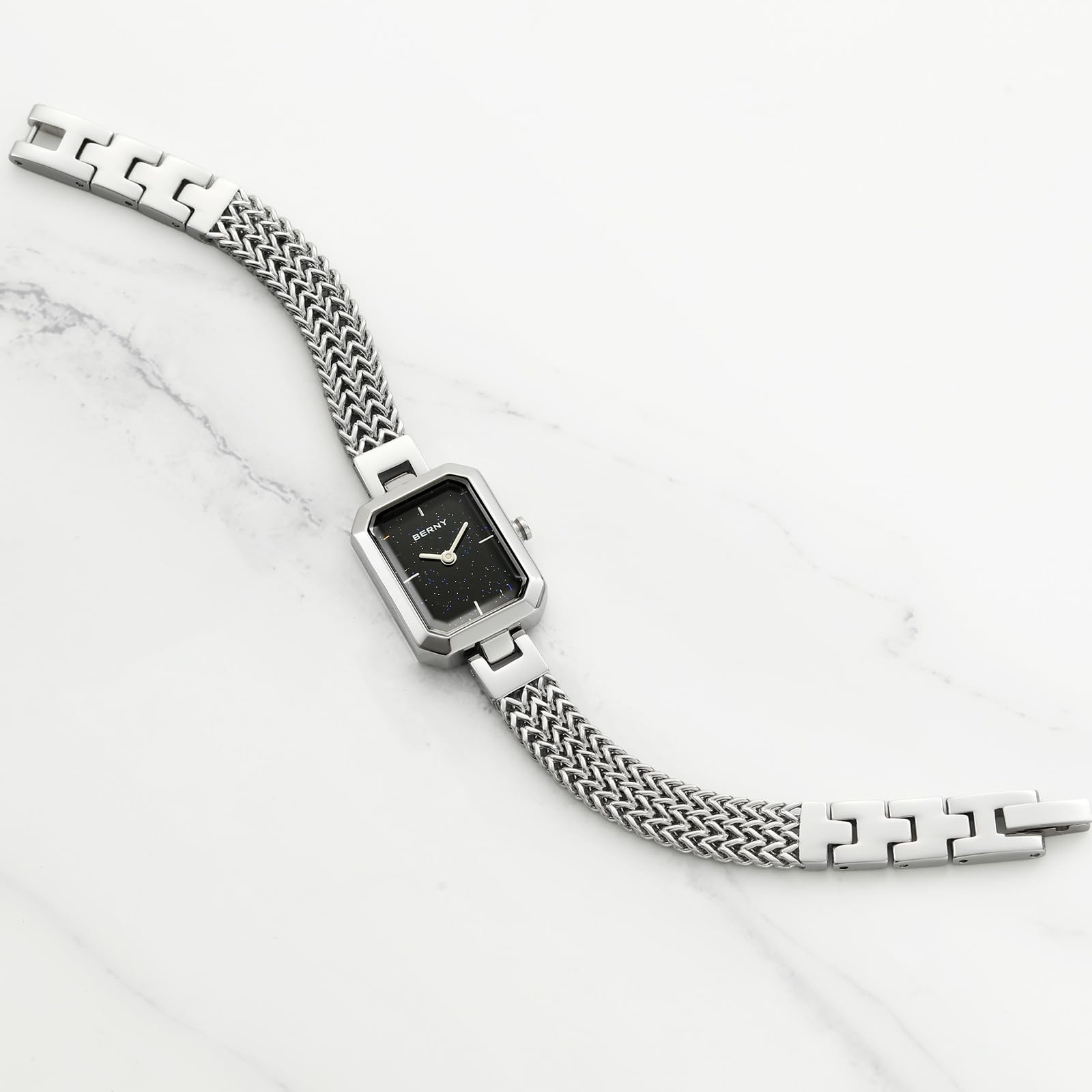 Berny Mini Rettangolare Orologio Donna Acciaio 3ATM