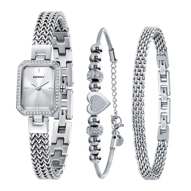 Berny Petite Orologio Donna Bianco con Bracciale Set