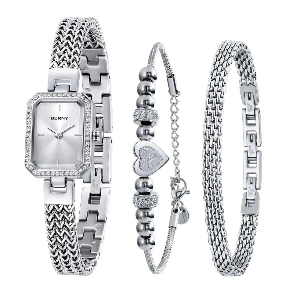 Berny Petite Orologio Donna Bianco con Bracciale Set