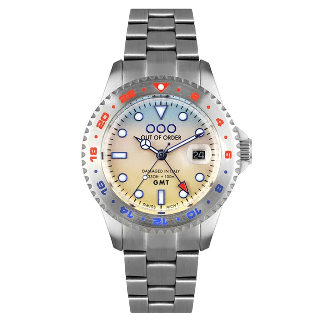 Out Of Order GMT Paris orologio GMT 44 mm blu rosso