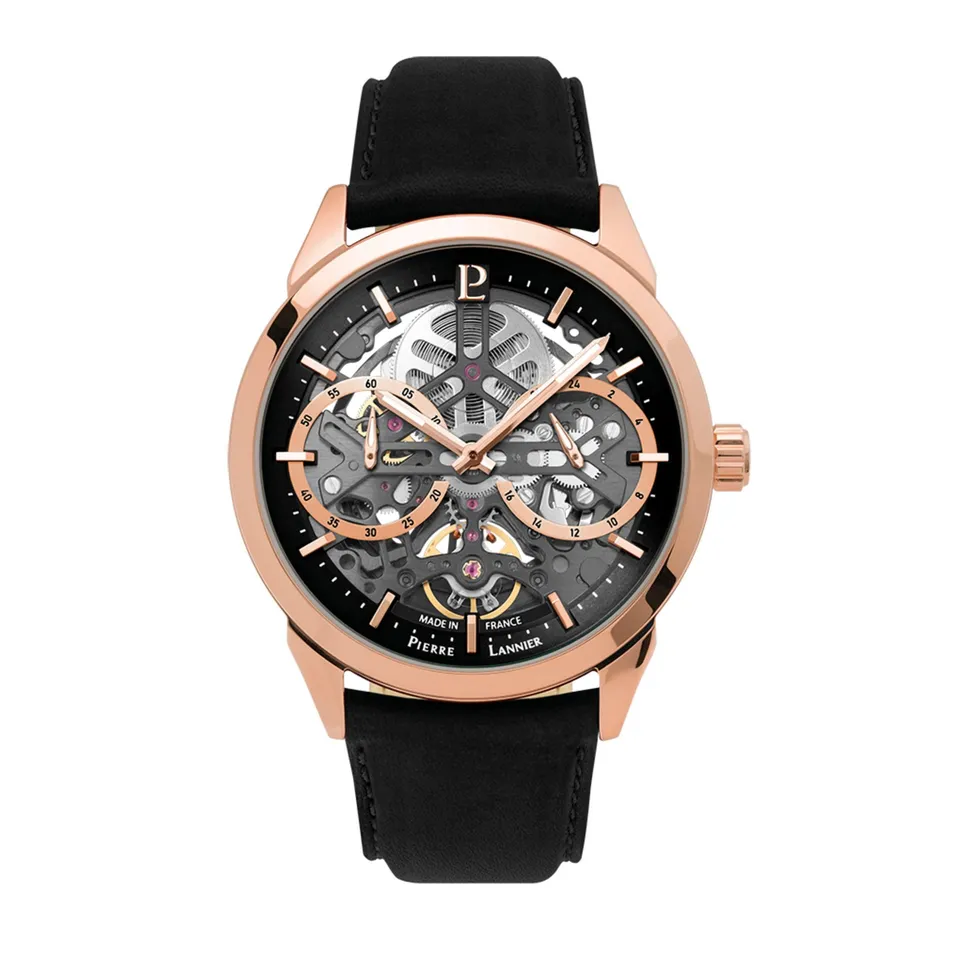 Pierre Lannier Monarck Automatic orologio 43 mm pelle acciaio
