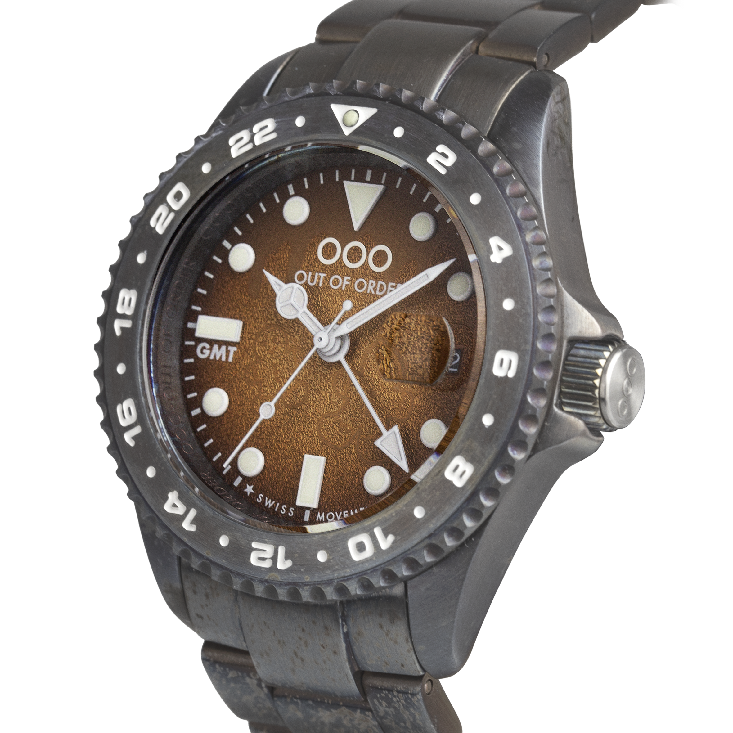 Out Of Order GMT Gingerbread Cookie orologio GMT 44 mm marrone
