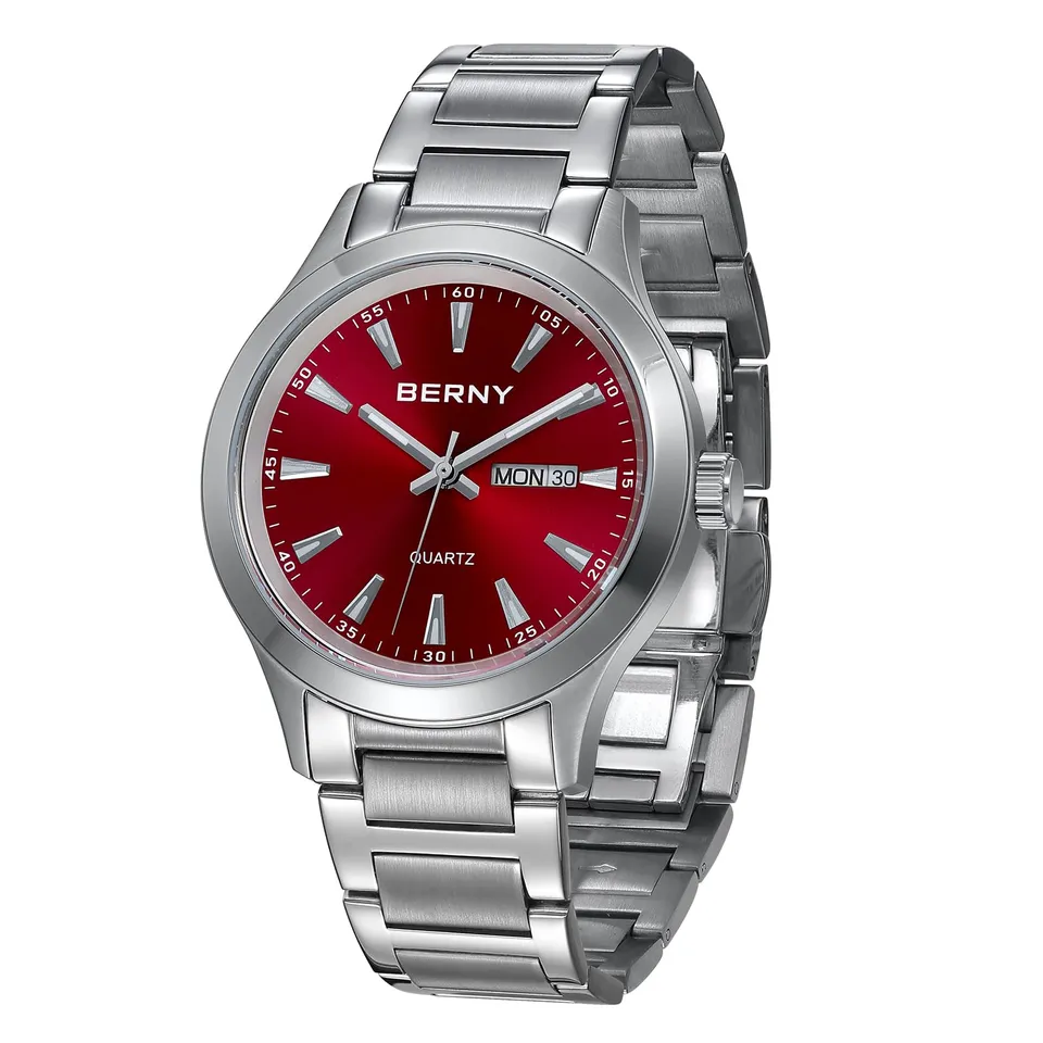Berny Orologio da Polso Quarzo Acciaio Rosso Sportivo