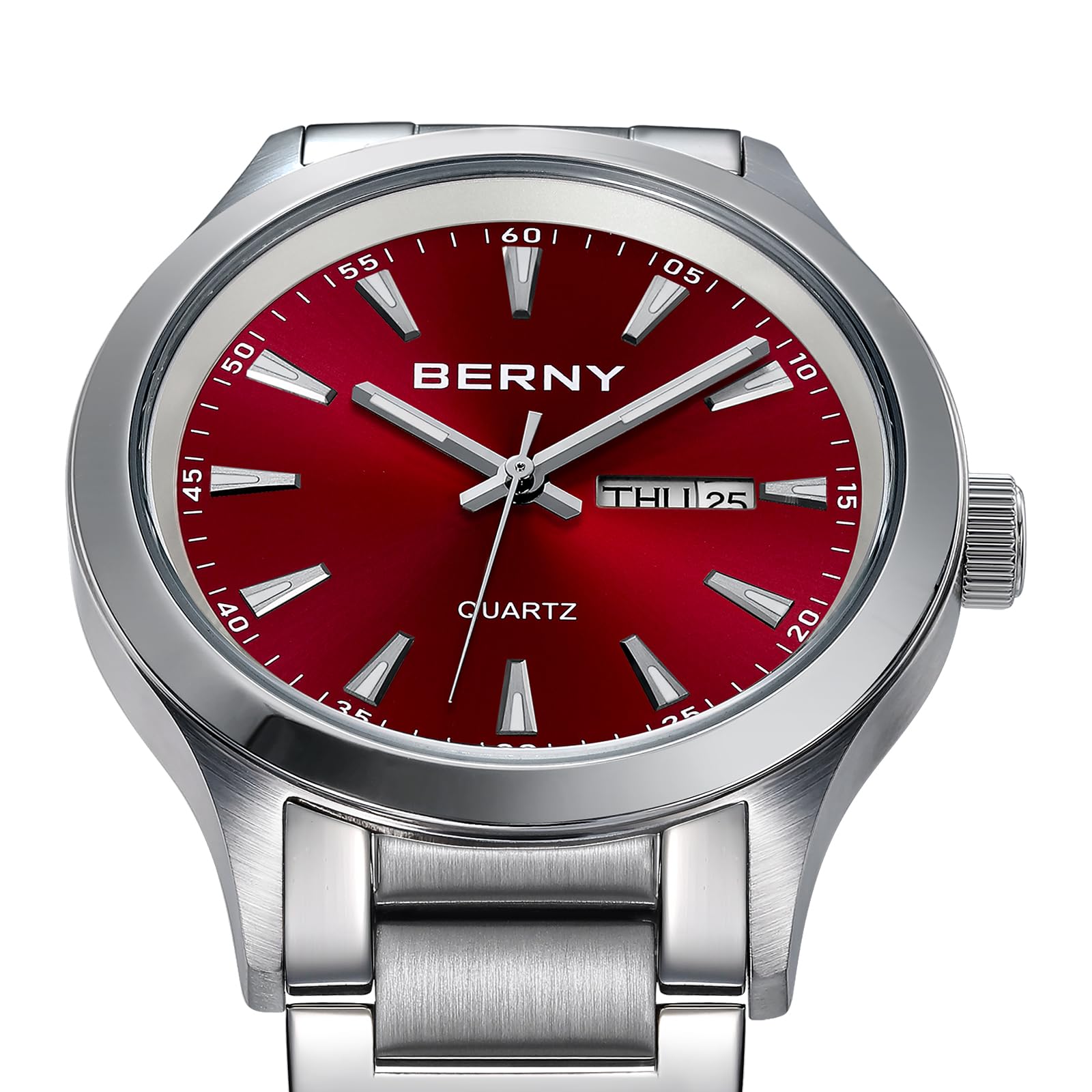 Berny Orologio da Polso Quarzo Acciaio Rosso Sportivo