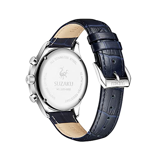 Suzaku orologio cronografo uomo bianco pelle 40mm