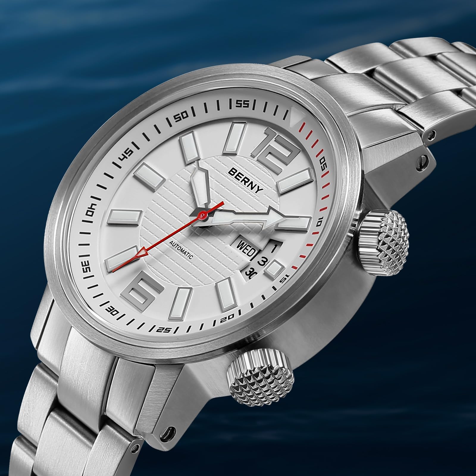 Berny Diver orologio automatico uomo bianco 20ATM