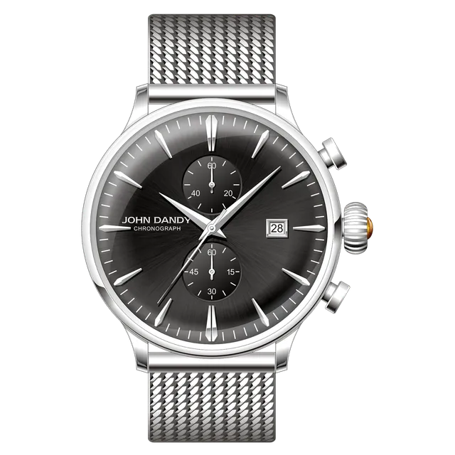 John Dandy JD2608M cronografo uomo argento