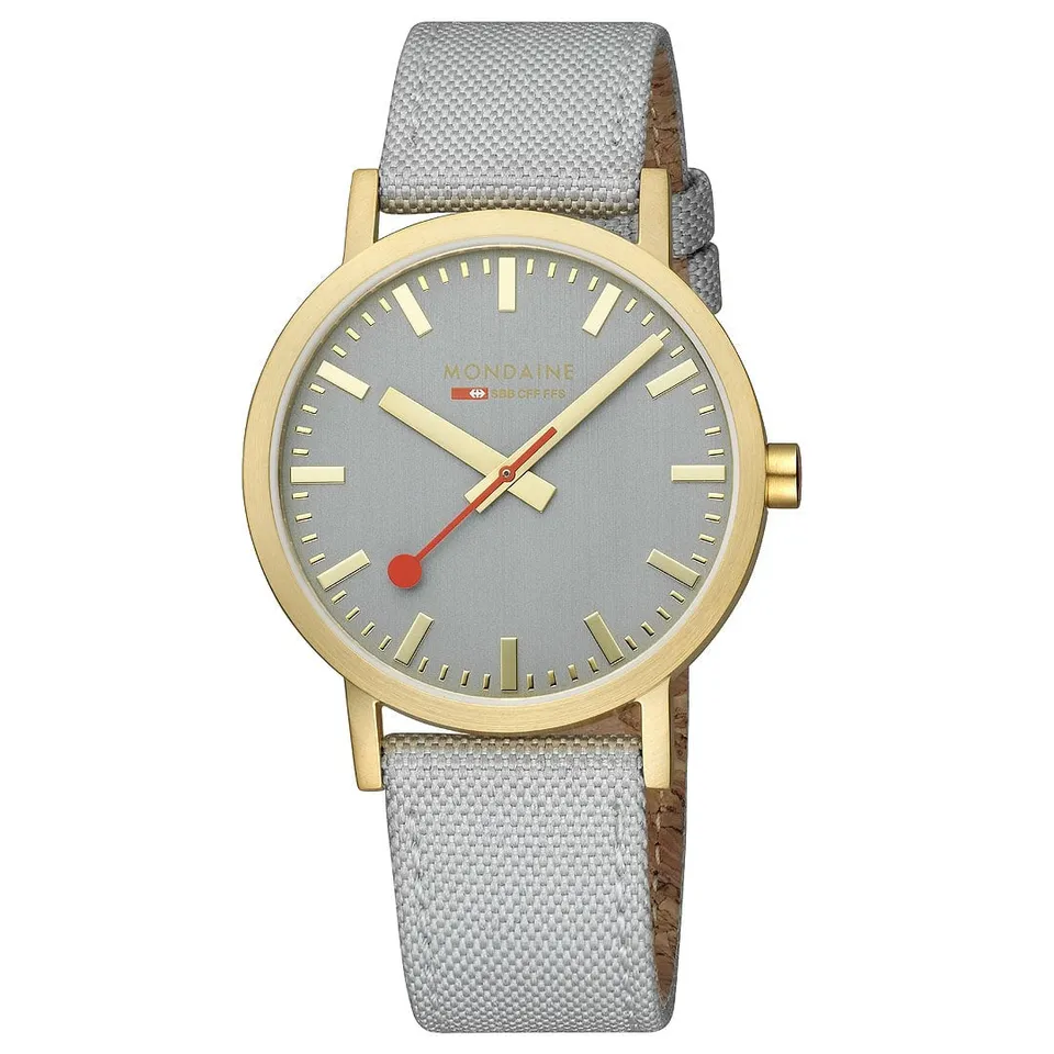 Mondaine Classic orologio oro 40 mm tessuto