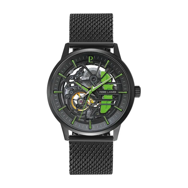 Pierre Lannier Paddock orologio nero milanese 22 mm