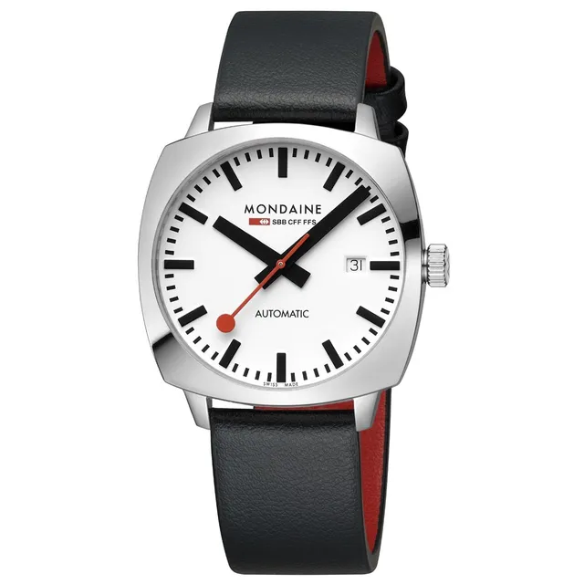 Mondaine Cushion 39mm orologio automatico ecopelle