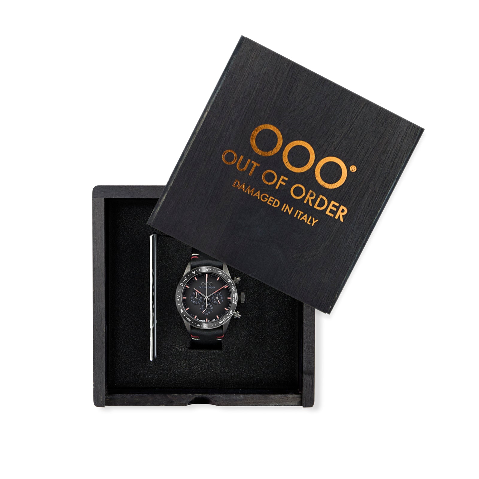 Out Of Order Fumo cronografo 42mm pelle nero vegano