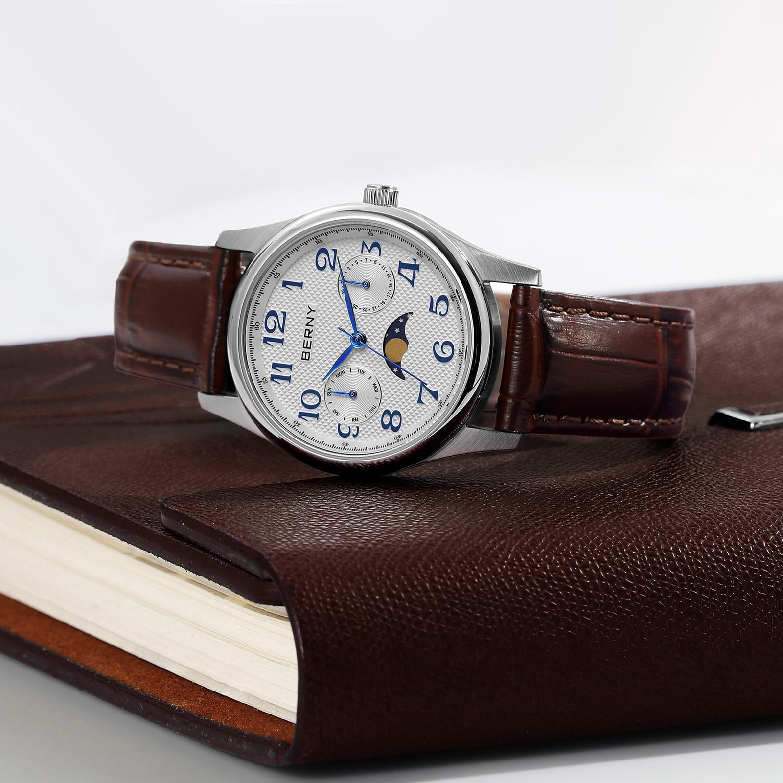 Berny Fasi Lunari Orologio Donna Bianco Pelle Data