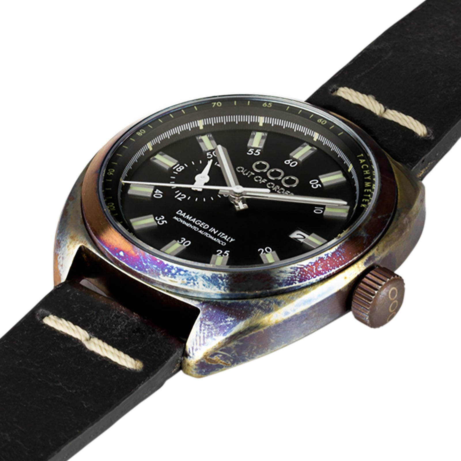 Out Of Order Torpedine Black automatico 42mm nero pelle