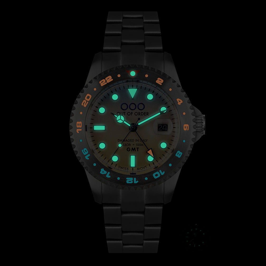 Out Of Order GMT Paris orologio GMT 44 mm blu rosso