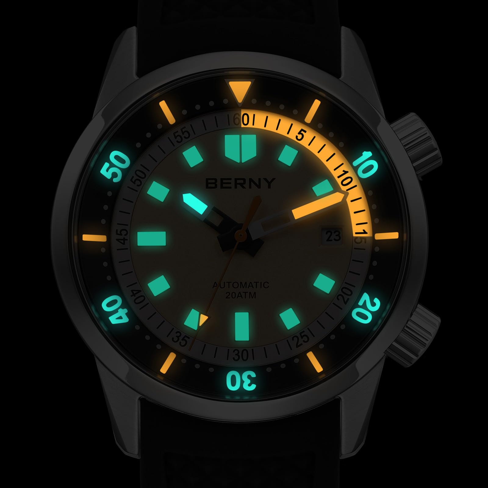 Berny Diver Orologio Uomo Automatico 20ATM Silicone