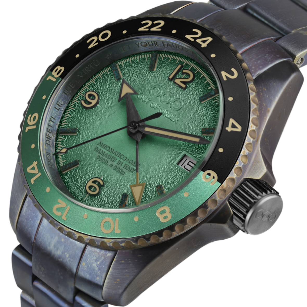 Out Of Order Green Trecento orologio automatico GMT 40 mm verde