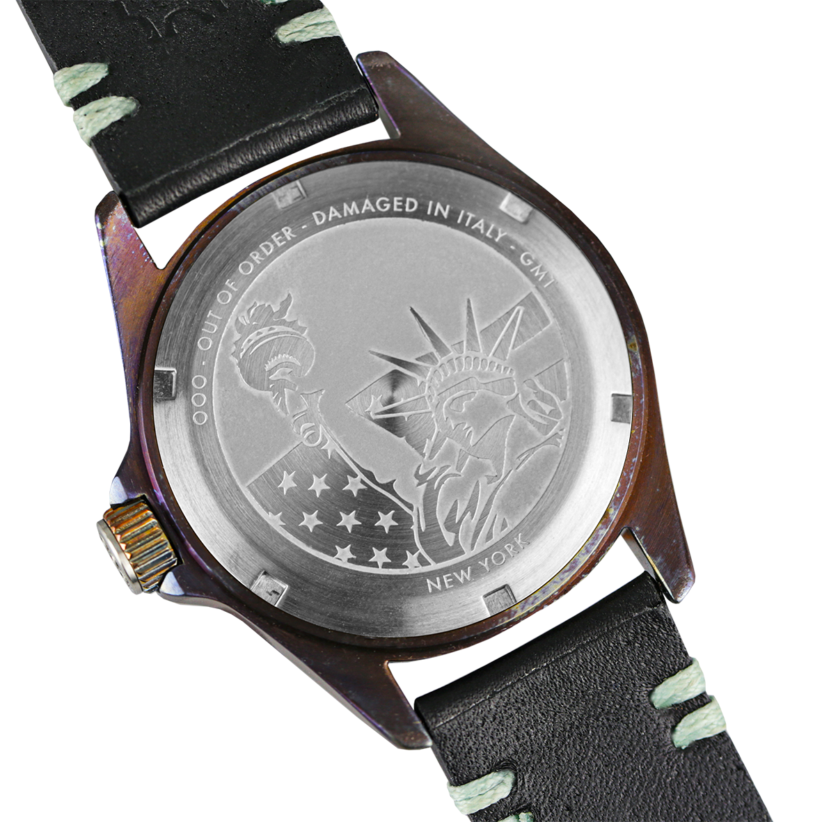 Out Of Order GMT New York Green orologio GMT 44 mm pelle