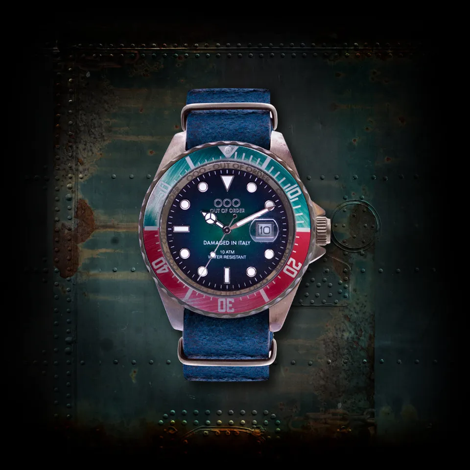 Out Of Order Scorpione orologio quarzo 44mm blu rosso