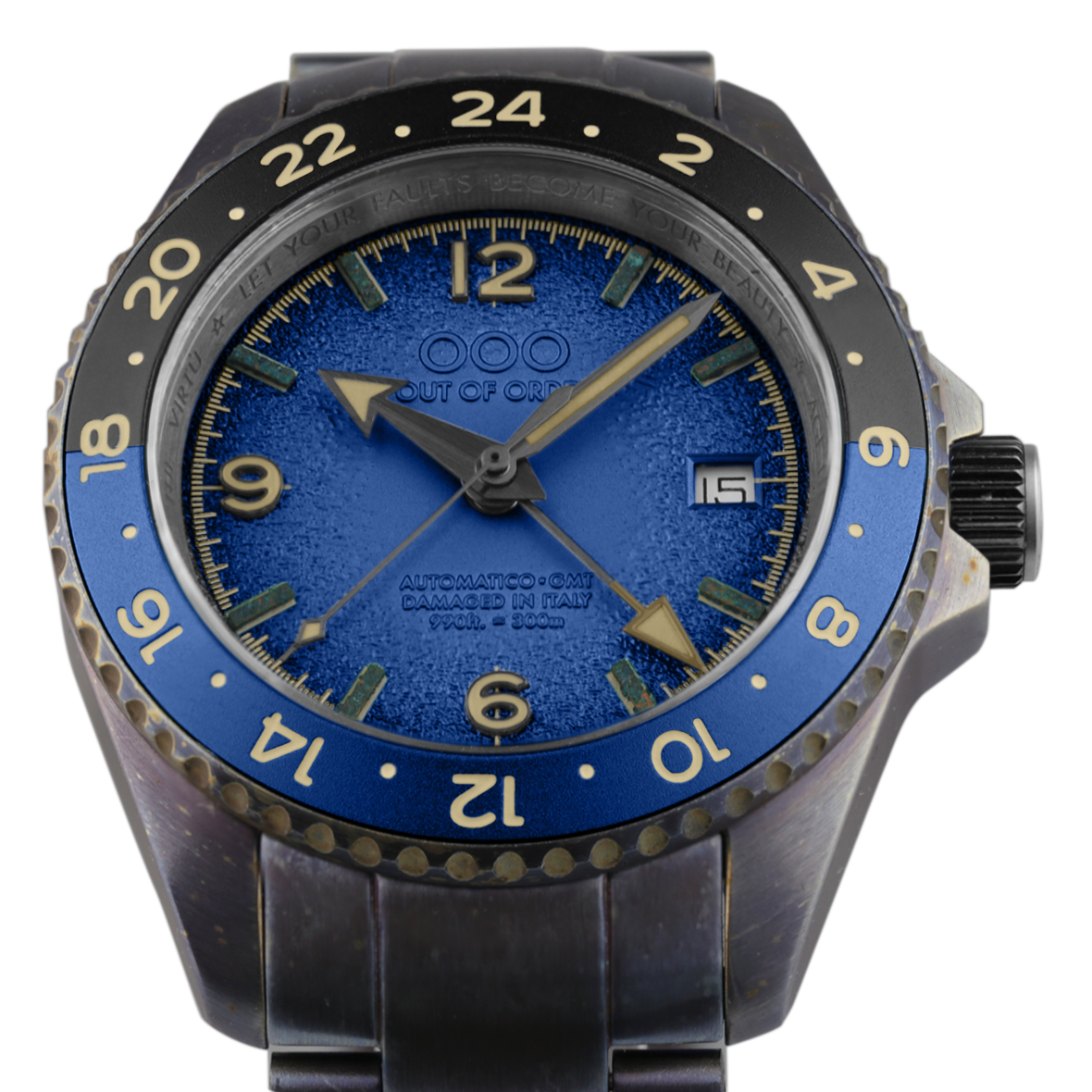 Out Of Order Trecento Blue orologio automatico GMT 40 mm blu acciaio