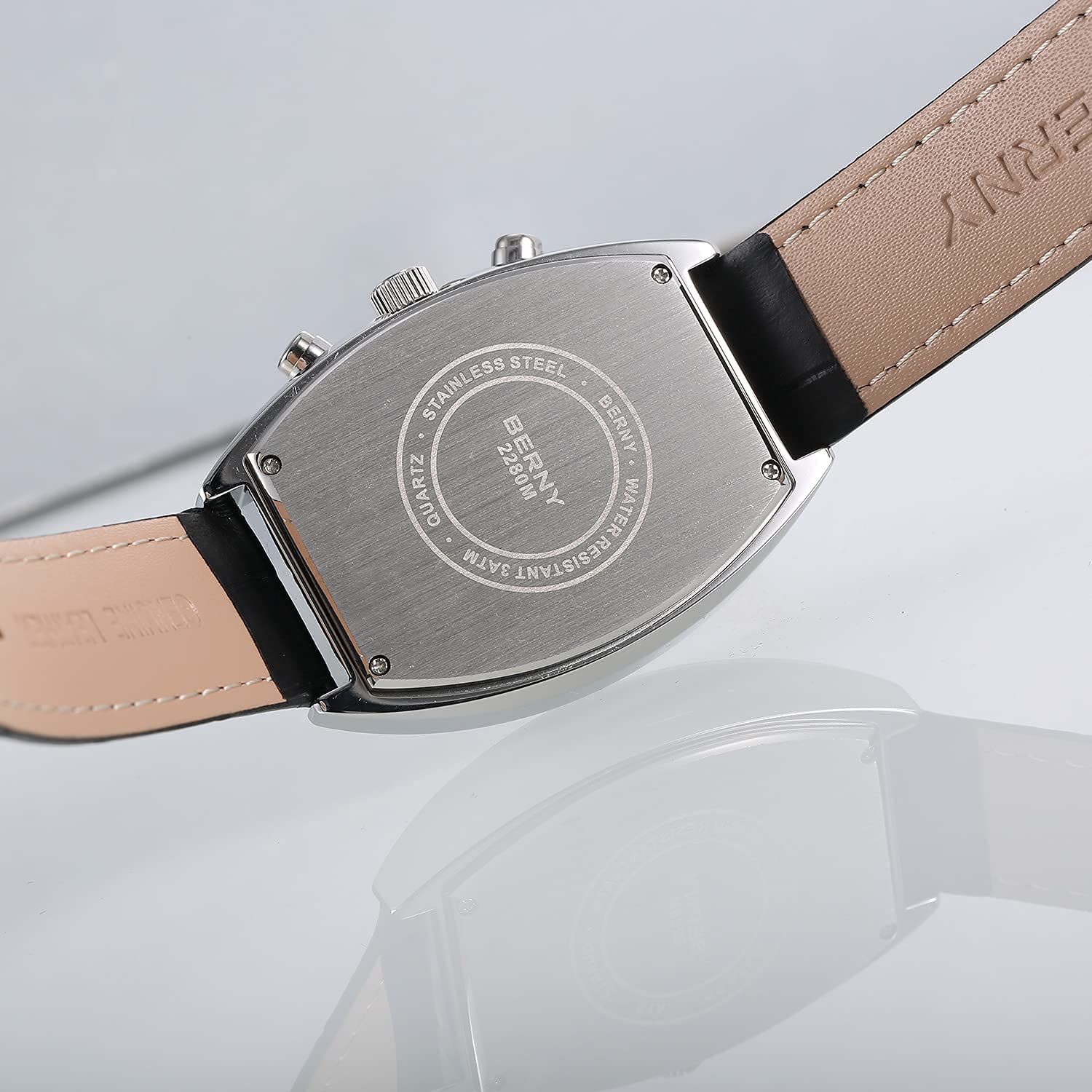 Berny Orologio Uomo Pelle Rettangolare Retrò