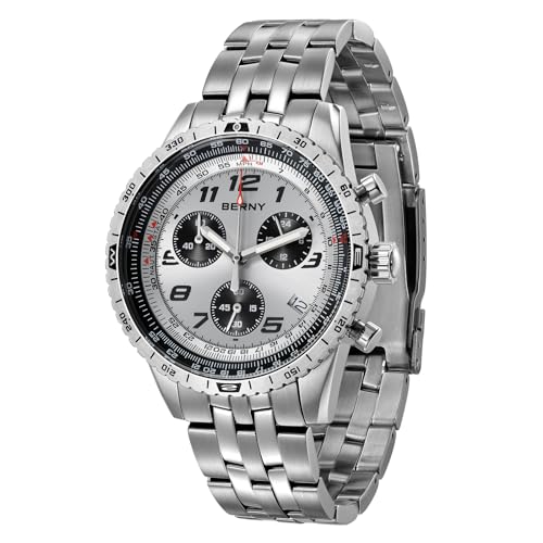 Berny Orologio Uomo Cronografo Sportivo Tre Quadranti