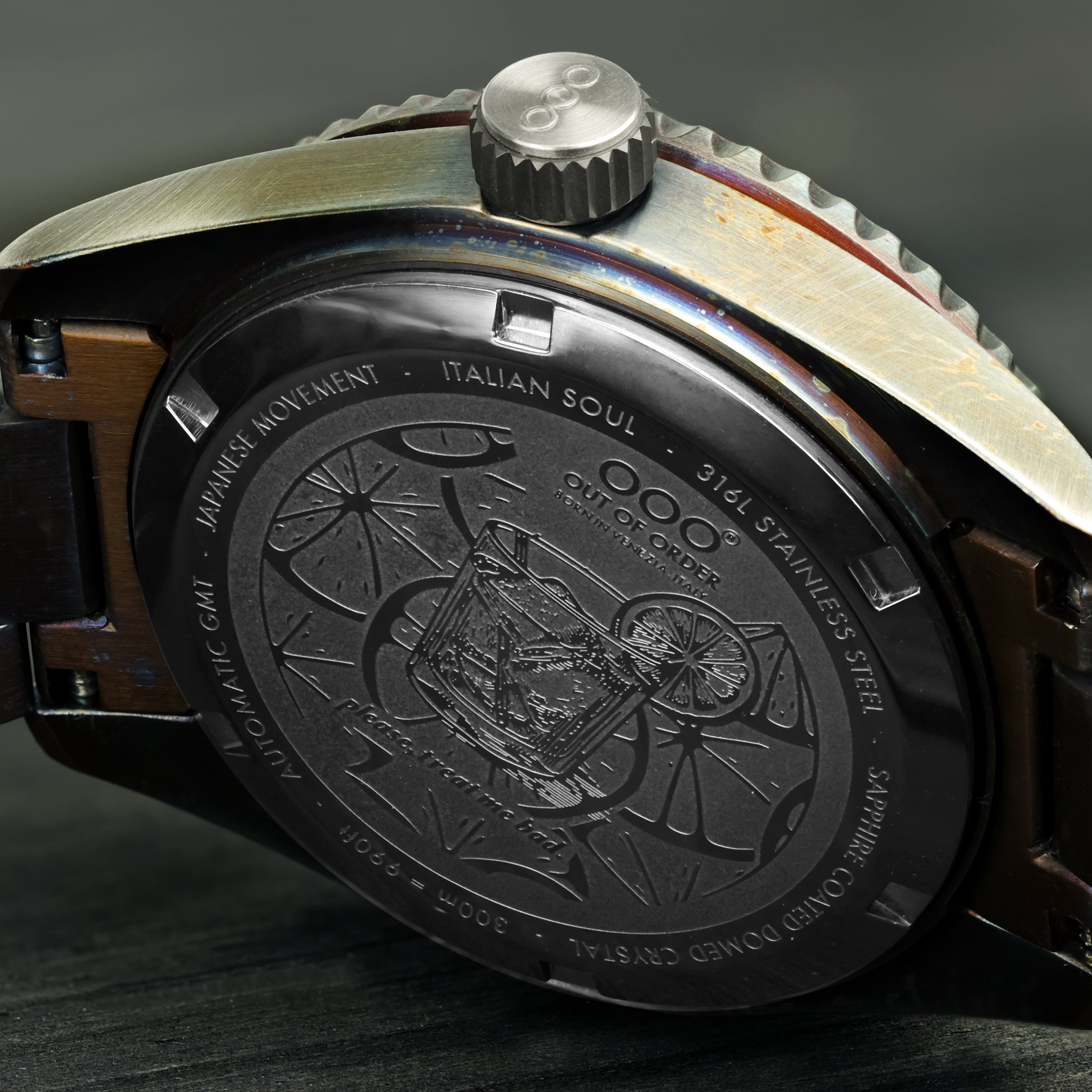 Out Of Order Negroni Orologio Automatico GMT 40mm Arancio
