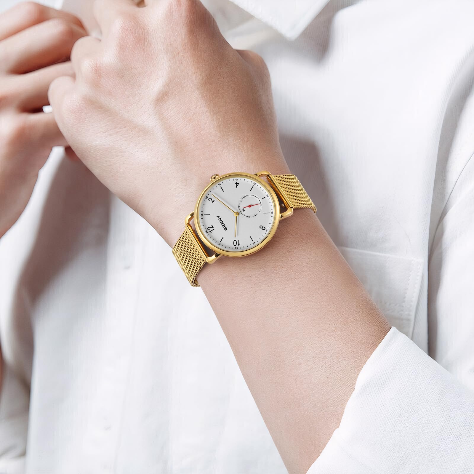 Berny Orologio Unisex Oro Quadrante Bianco Quarzo