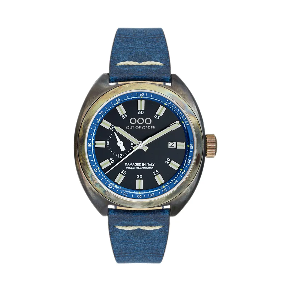 Out Of Order Torpedine Blue orologio automatico 42 mm pelle nero