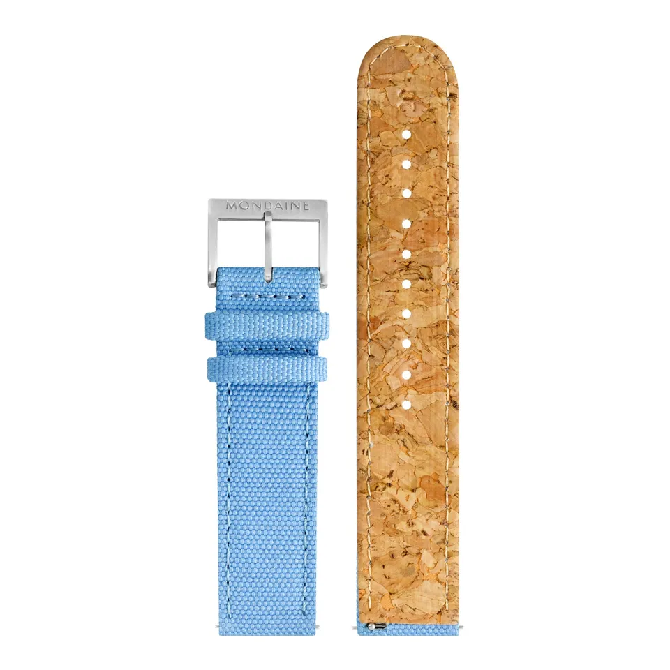 Mondaine Cinturino Tela Azzurro 20 mm Originale