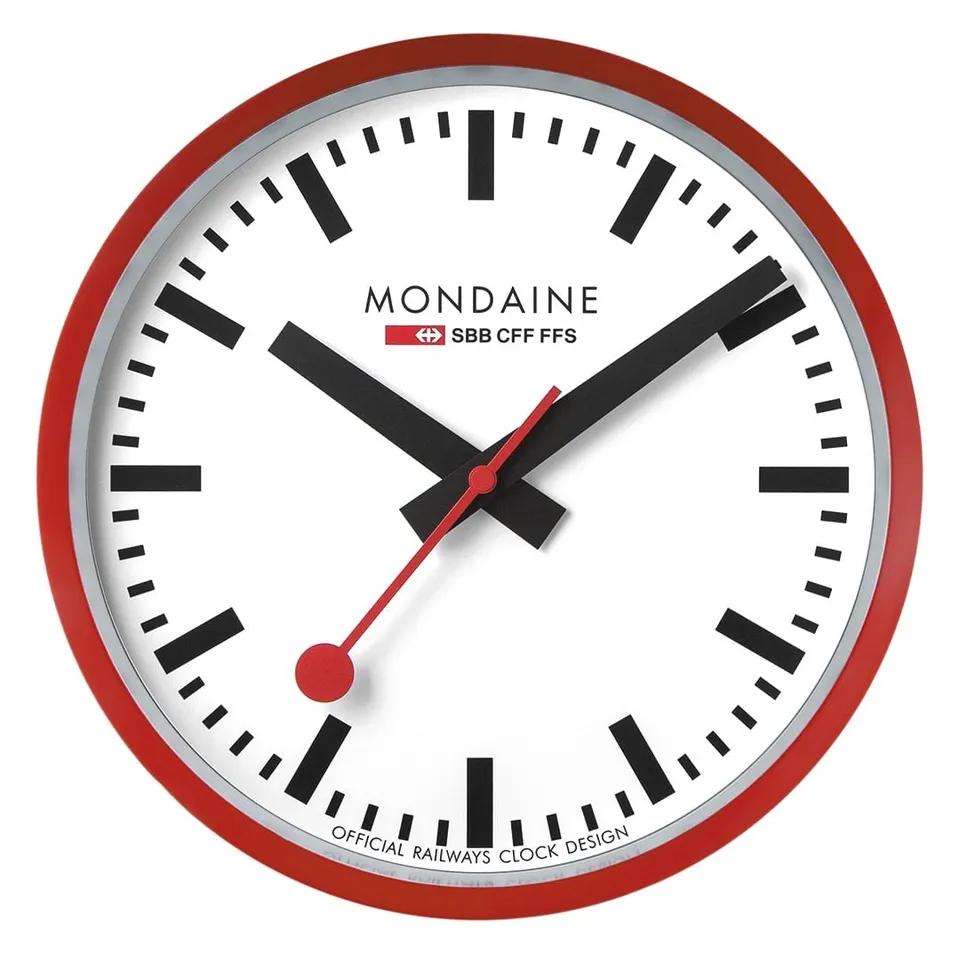 Mondaine Orologio da Parete Rosso 25 cm al Quarzo