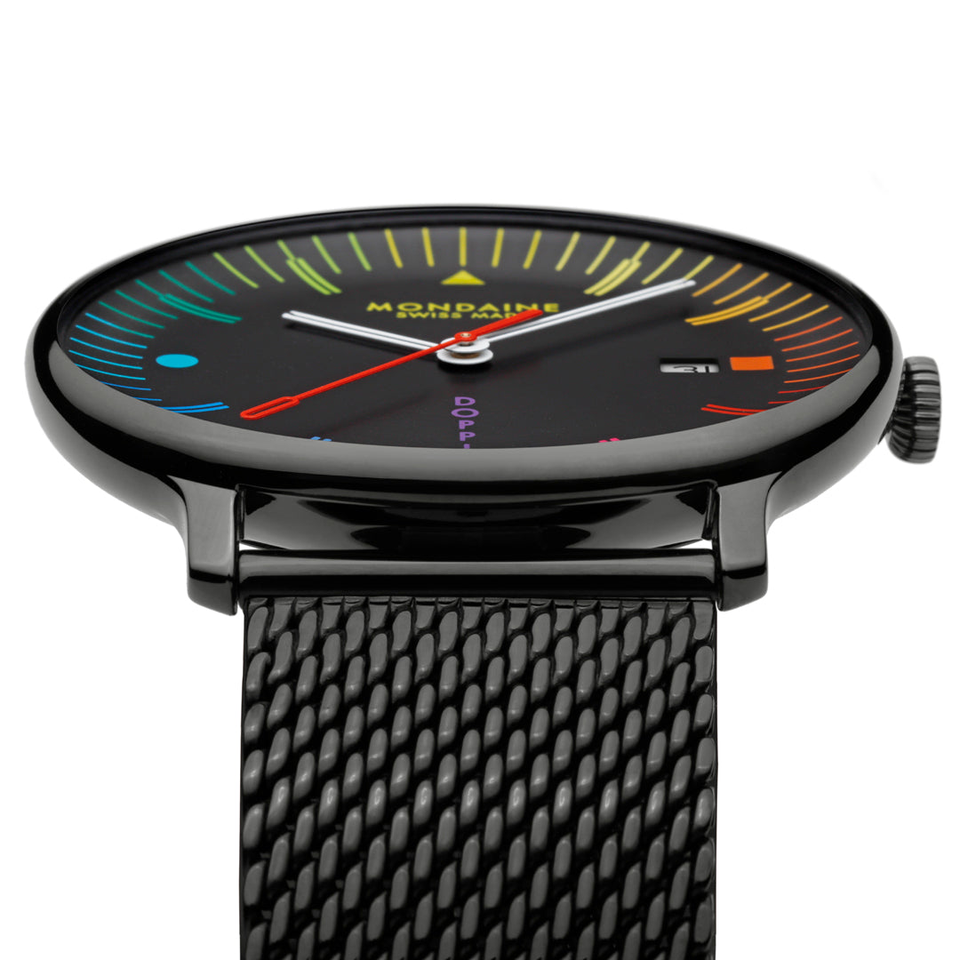 Mondaine Doppio Bauhaus Inspired orologio 41 mm multicolore
