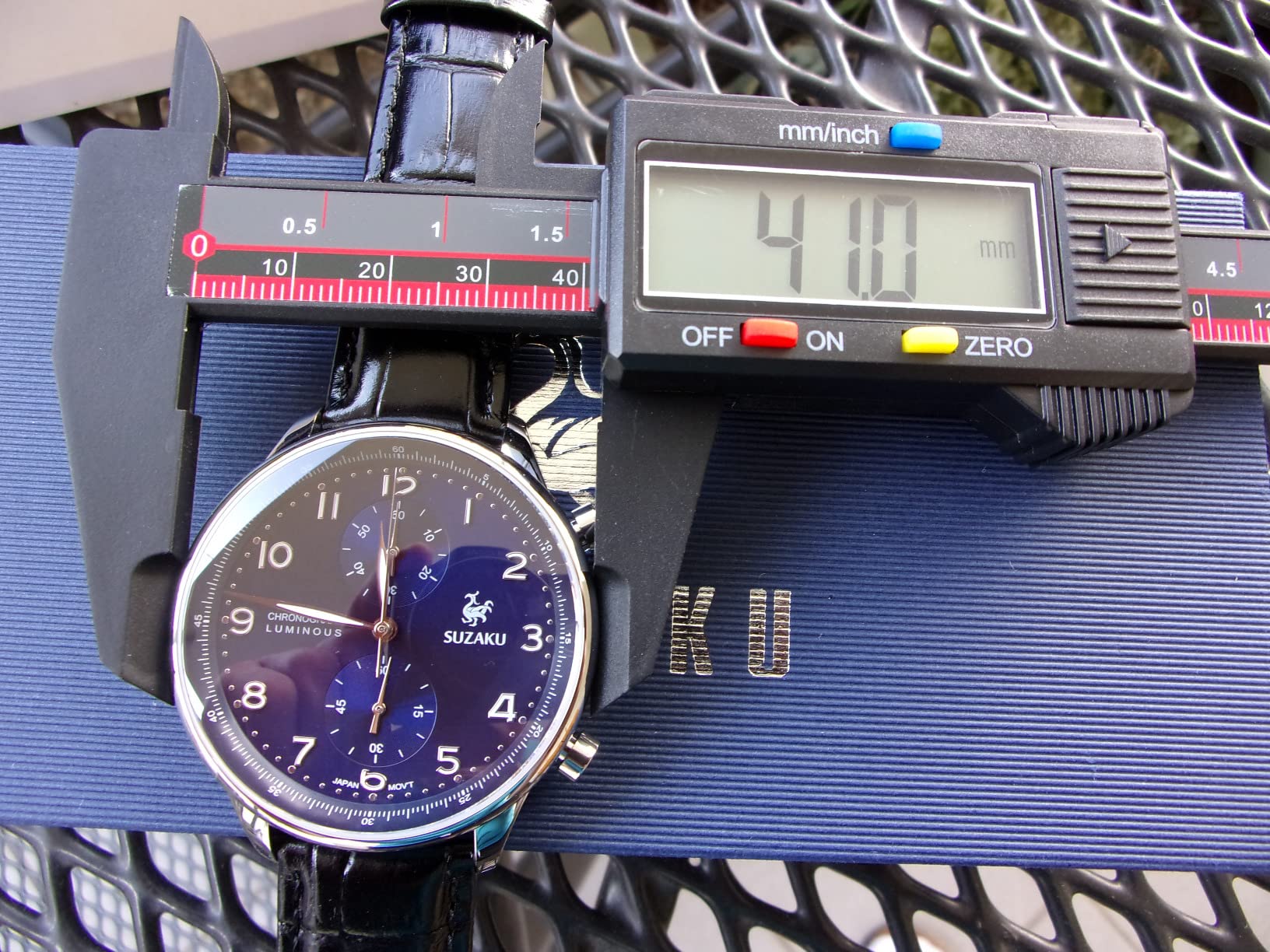 Suzaku Chronograph Orologio Quarzo Uomo 40 mm Blu Pelle