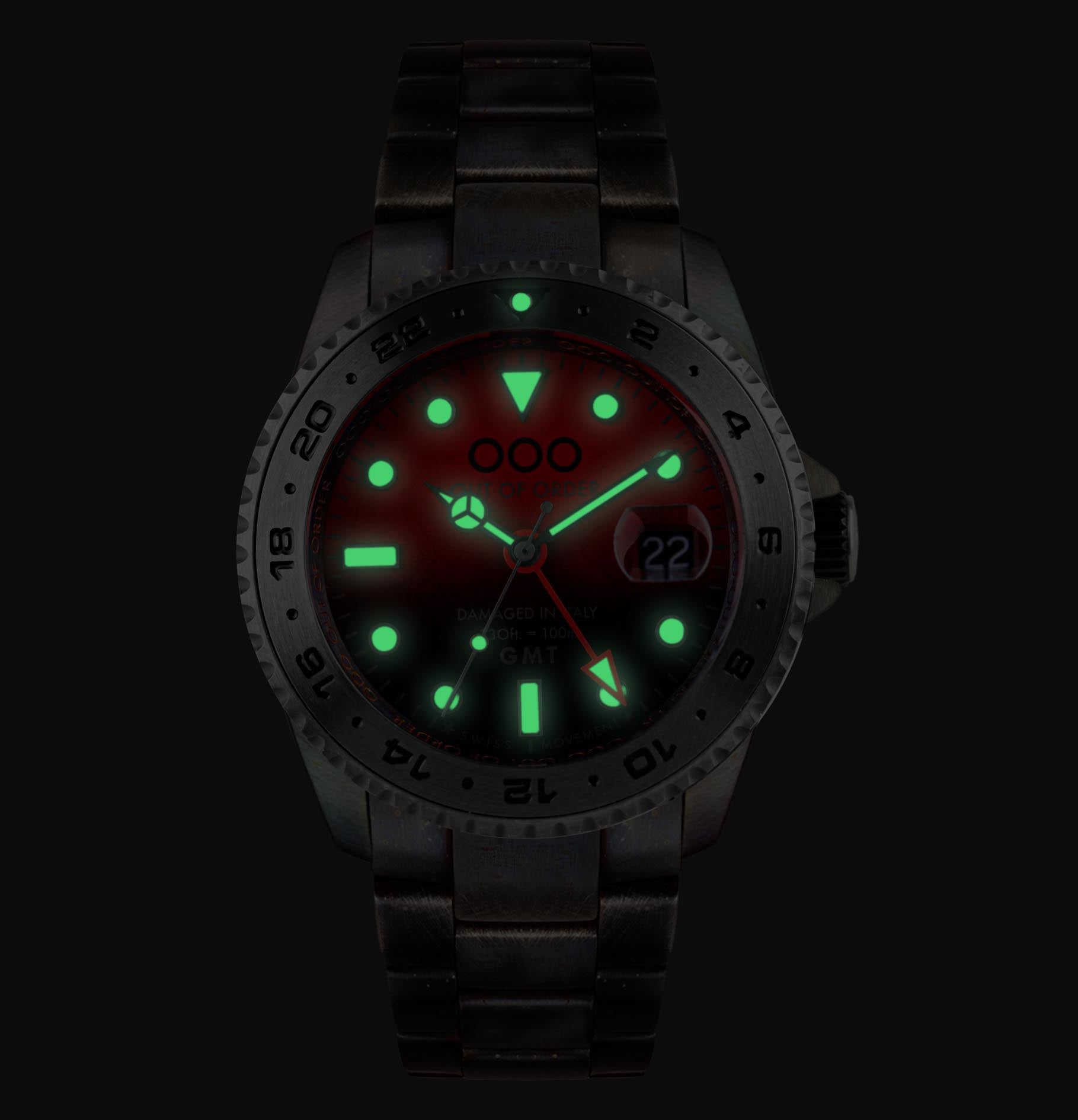 Out Of Order Moscow Orologio GMT Quarzo 44 Mm Rosso Nero