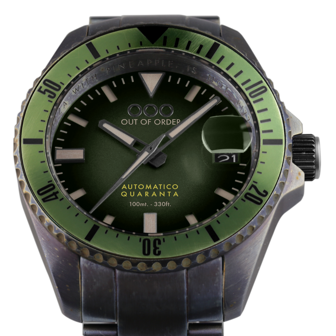 Out Of Order Automatico Quaranta orologio verde 40 mm acciaio