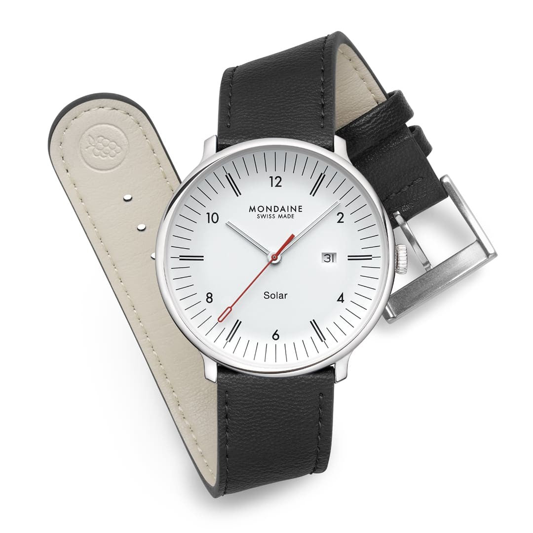 Mondaine Doppio Solar orologio 41mm bianco luce