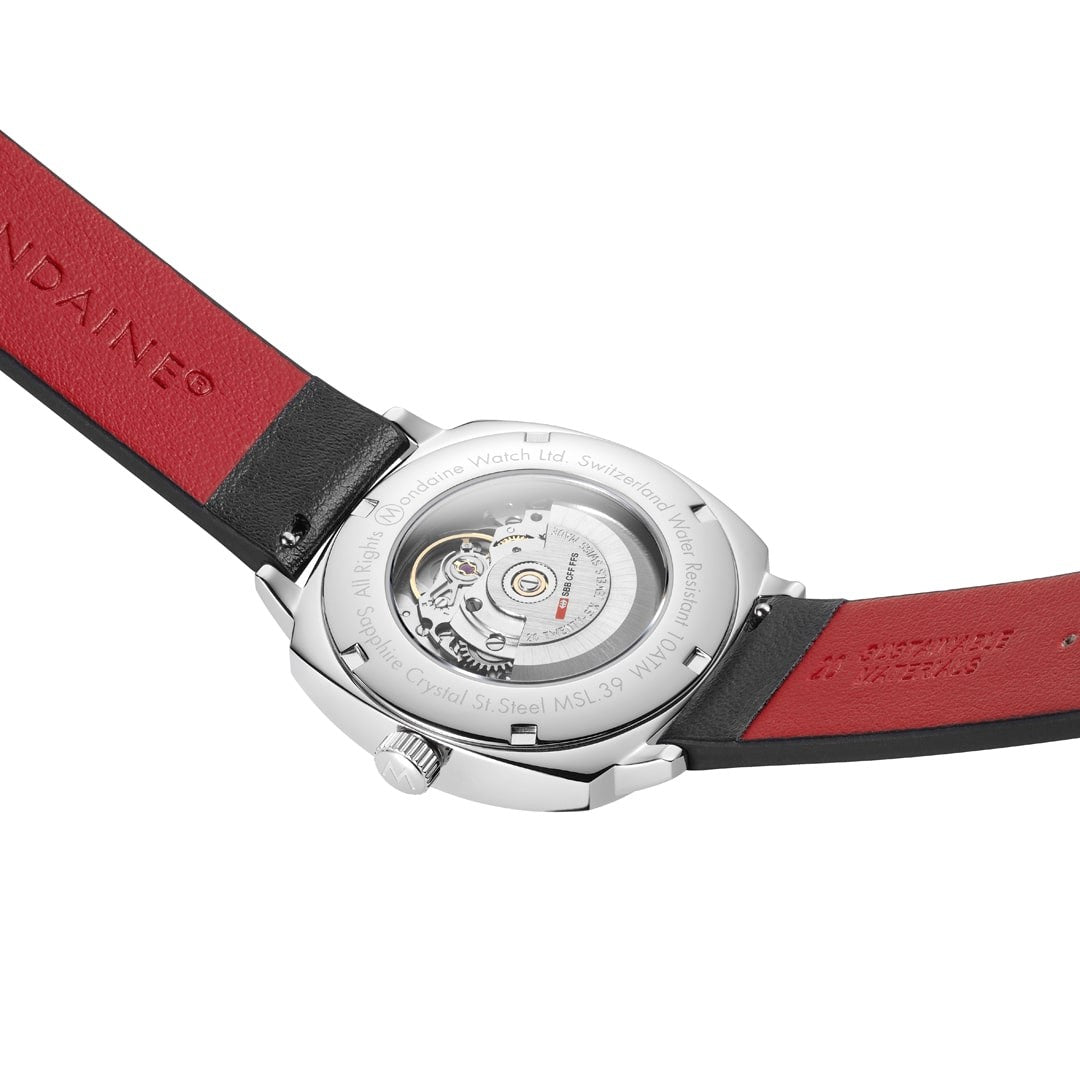 Mondaine Cushion 39mm orologio automatico ecopelle