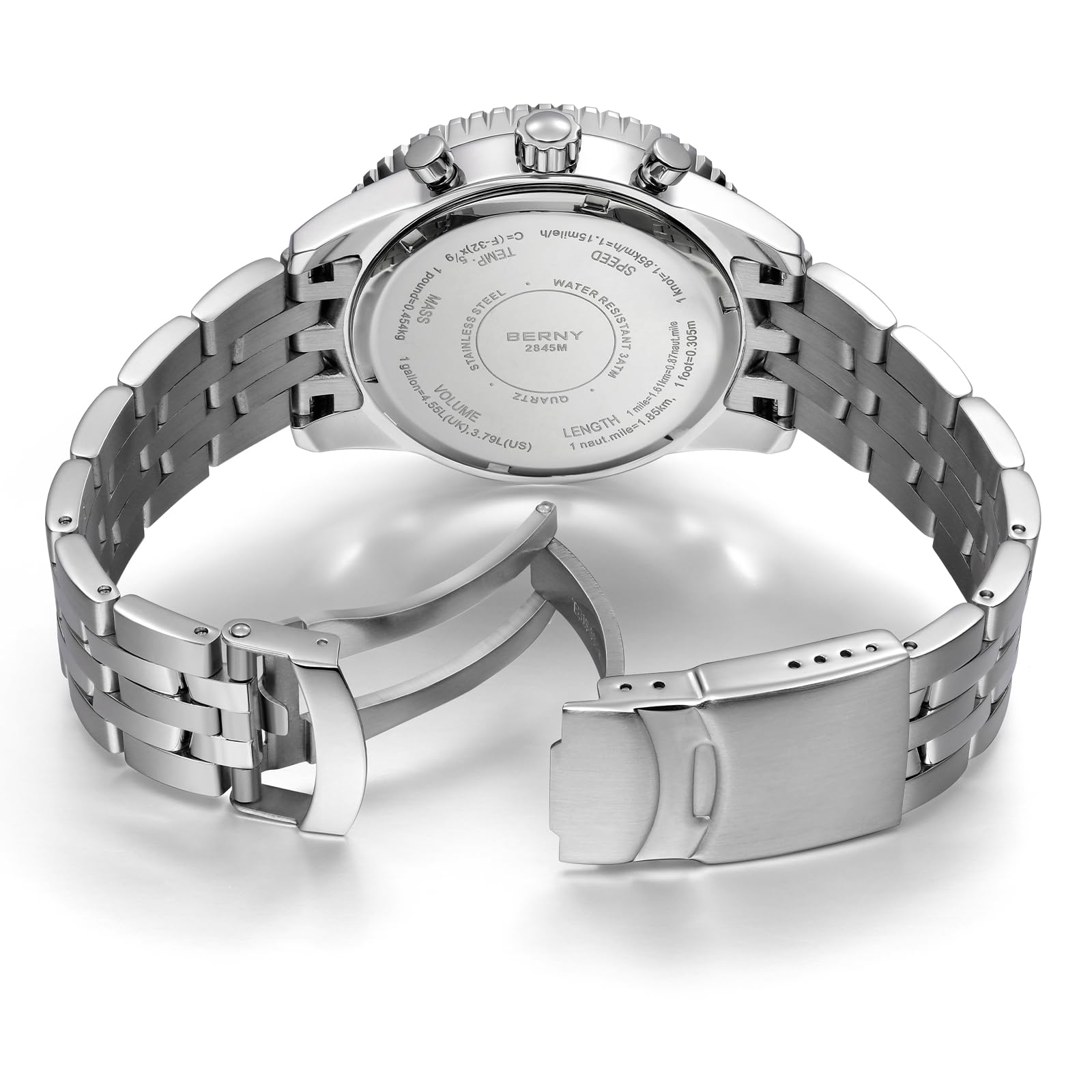 Berny Cronografo Orologio Uomo Bianco Impermeabile