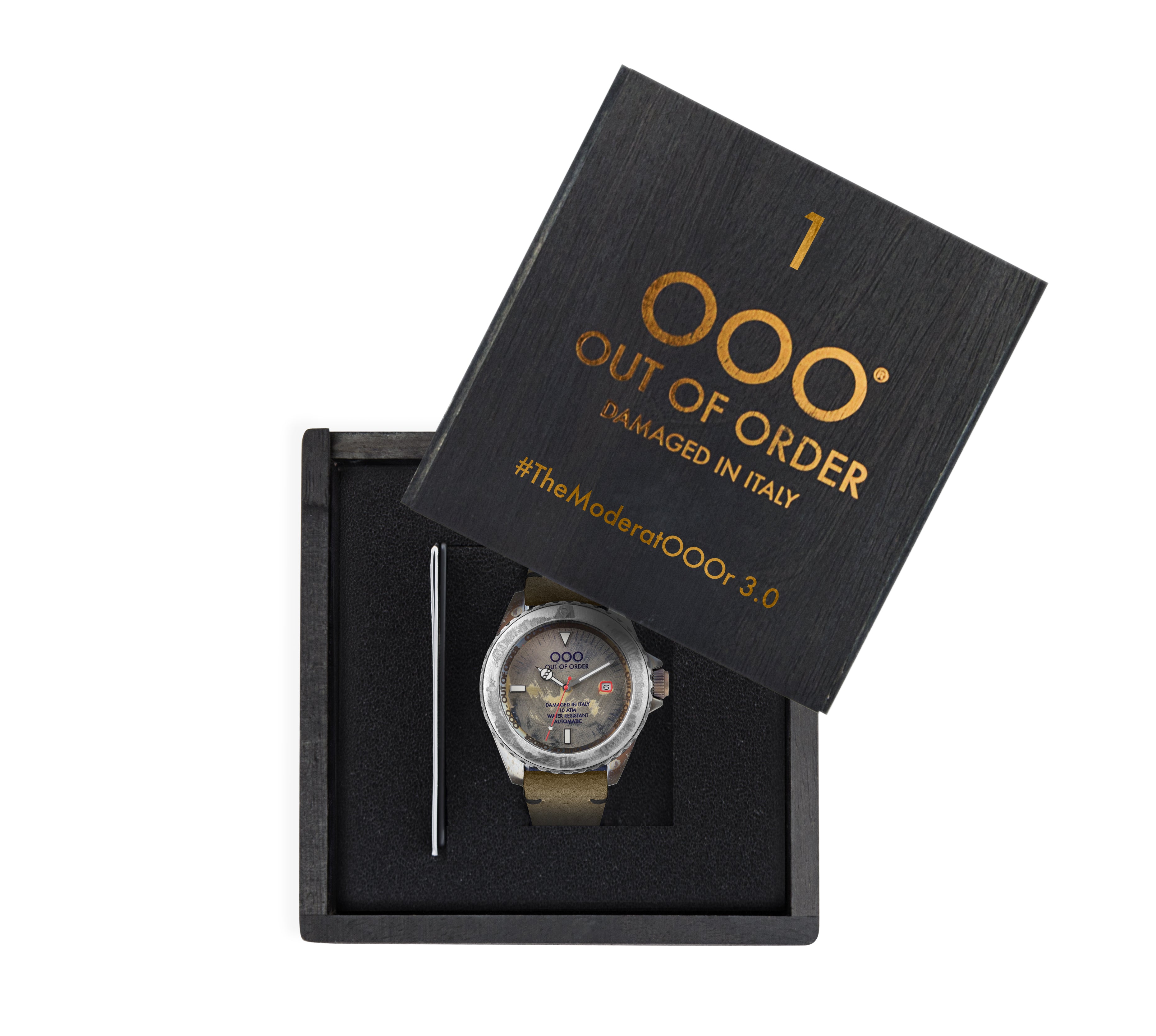 Out Of Order ModeratOOOr 3.0 orologio automatico 44 mm argento pelle