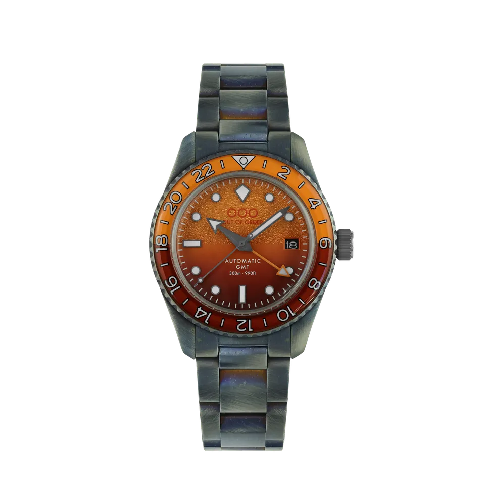 Out Of Order Negroni Orologio Automatico GMT 40mm Arancio