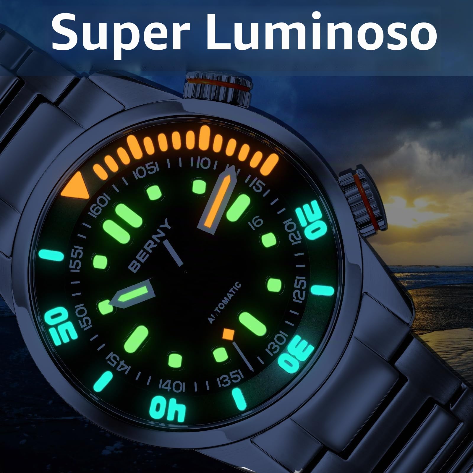 Berny Diver orologio automatico verde 20ATM zaffiro