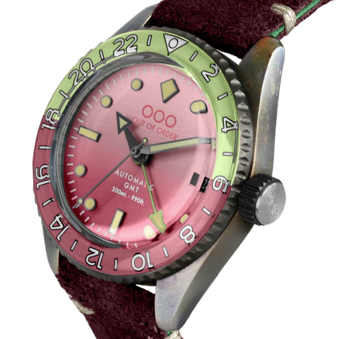Out Of Order Cosmopolitan GMT Orologio 40mm Pelle Rosa
