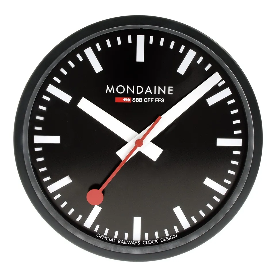 Mondaine Parete Nero 25cm orologio silenzioso
